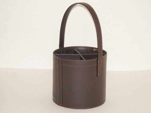 Porte-bouteille en cuir chocolat