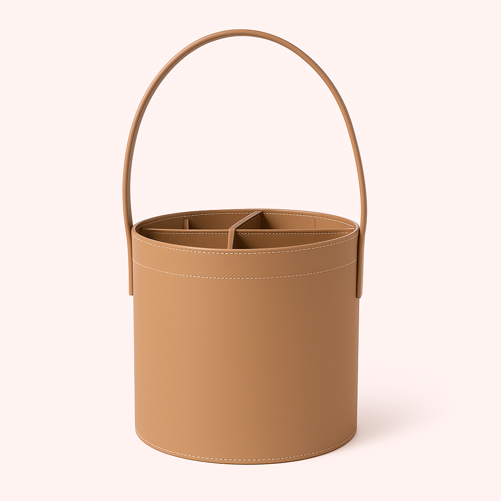 Porte-bouteilles en cuir camel