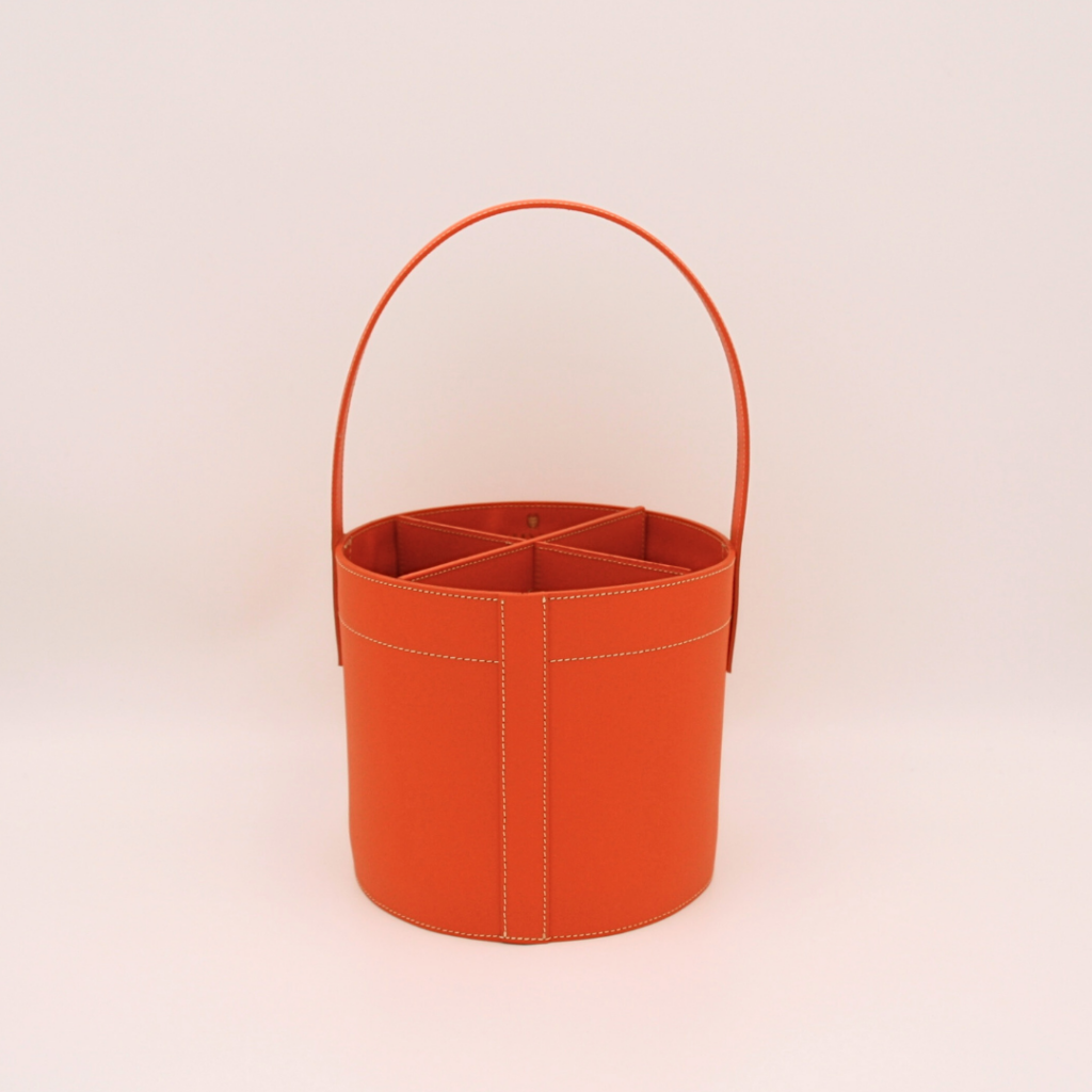 porte bouteille en cuir luxe orange tangerine