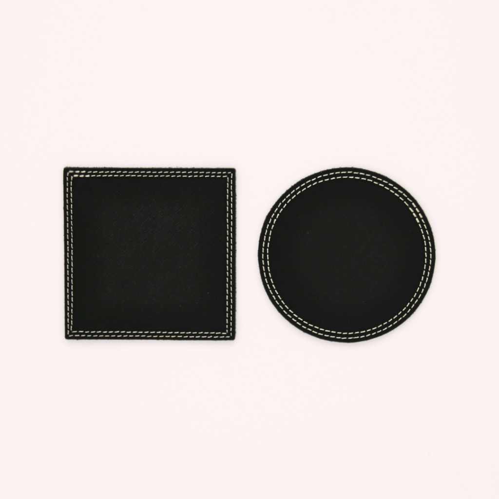 ebony-black leather coasters