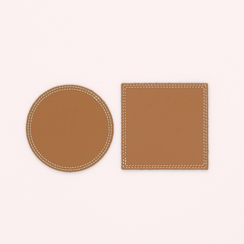 light brown leather coasters