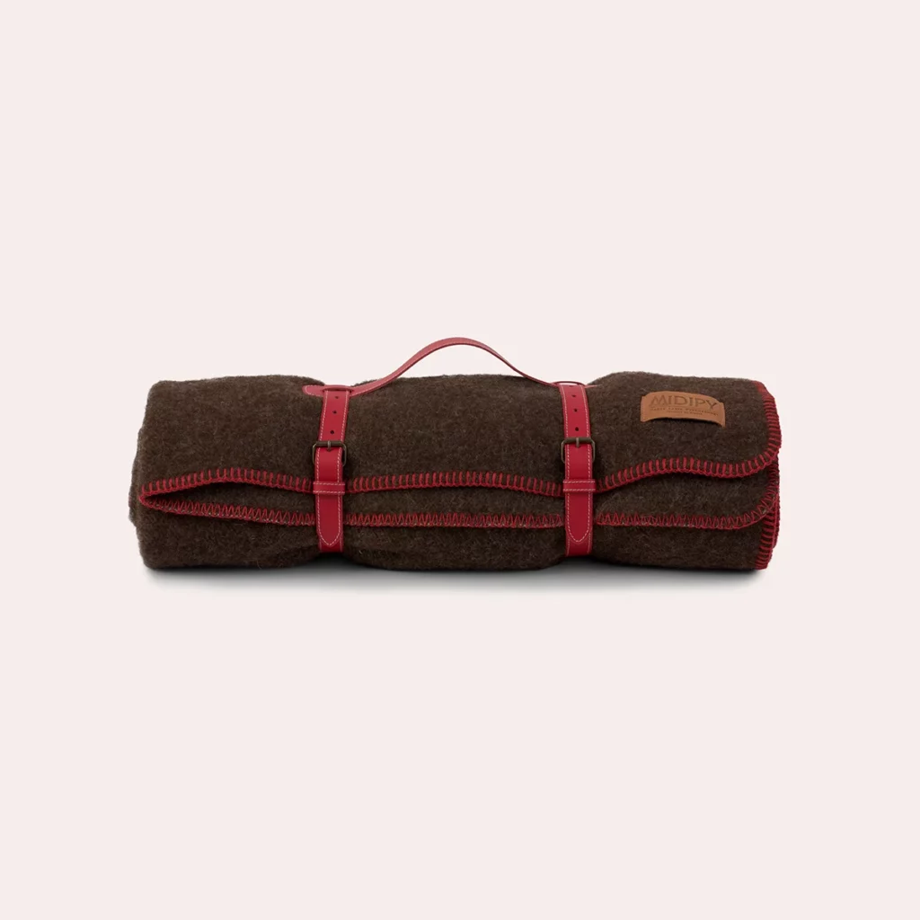 Plaid Madrès Chocolat Carmin sangle camrin