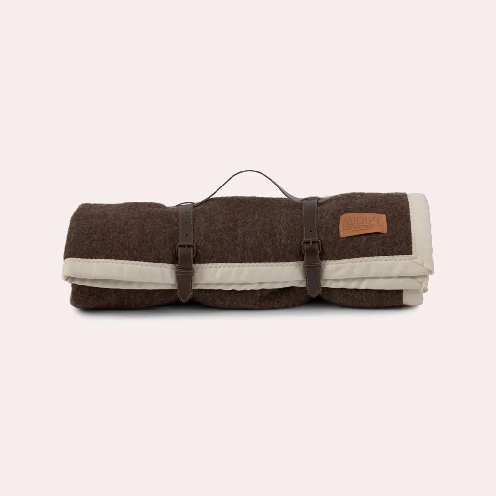 Plaid Marboré Chocolat Ivoire sangle chocolat