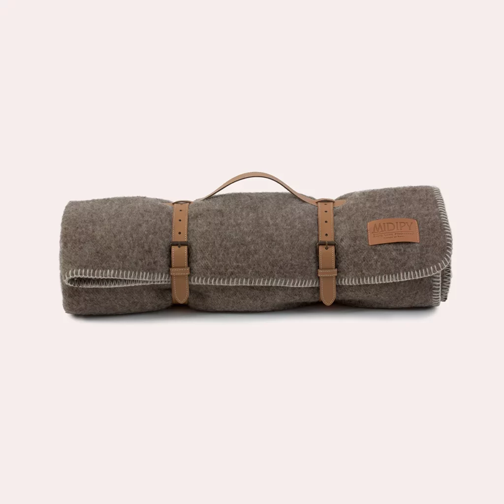 Plaid en laine naturelle gris non teinté de Midipy