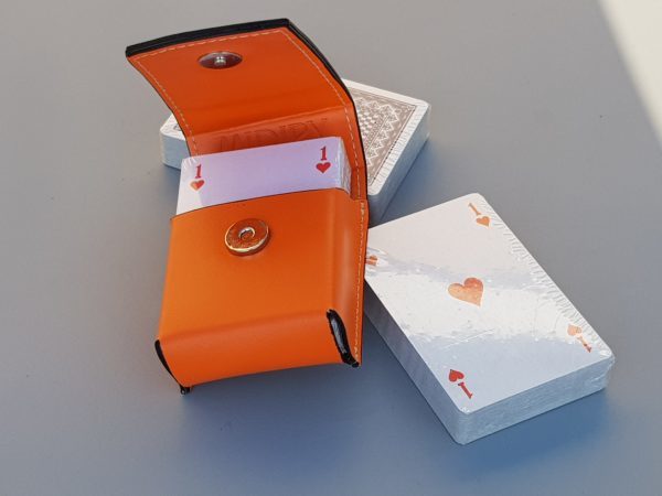 Etui en cuir Orange pour jeu de cartes - MIDIPY