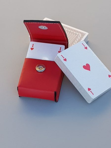 Etui en cuir Rouge pour jeu de cartes - MIDIPY