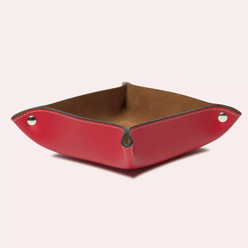 Vide-poche cuir rouge carmin de Midipy