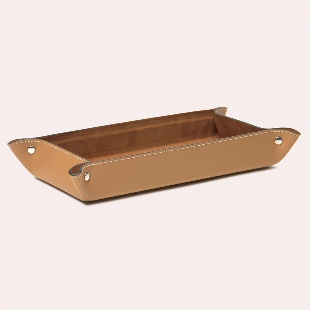 Vide-poche en cuir beige Camel de Midipy