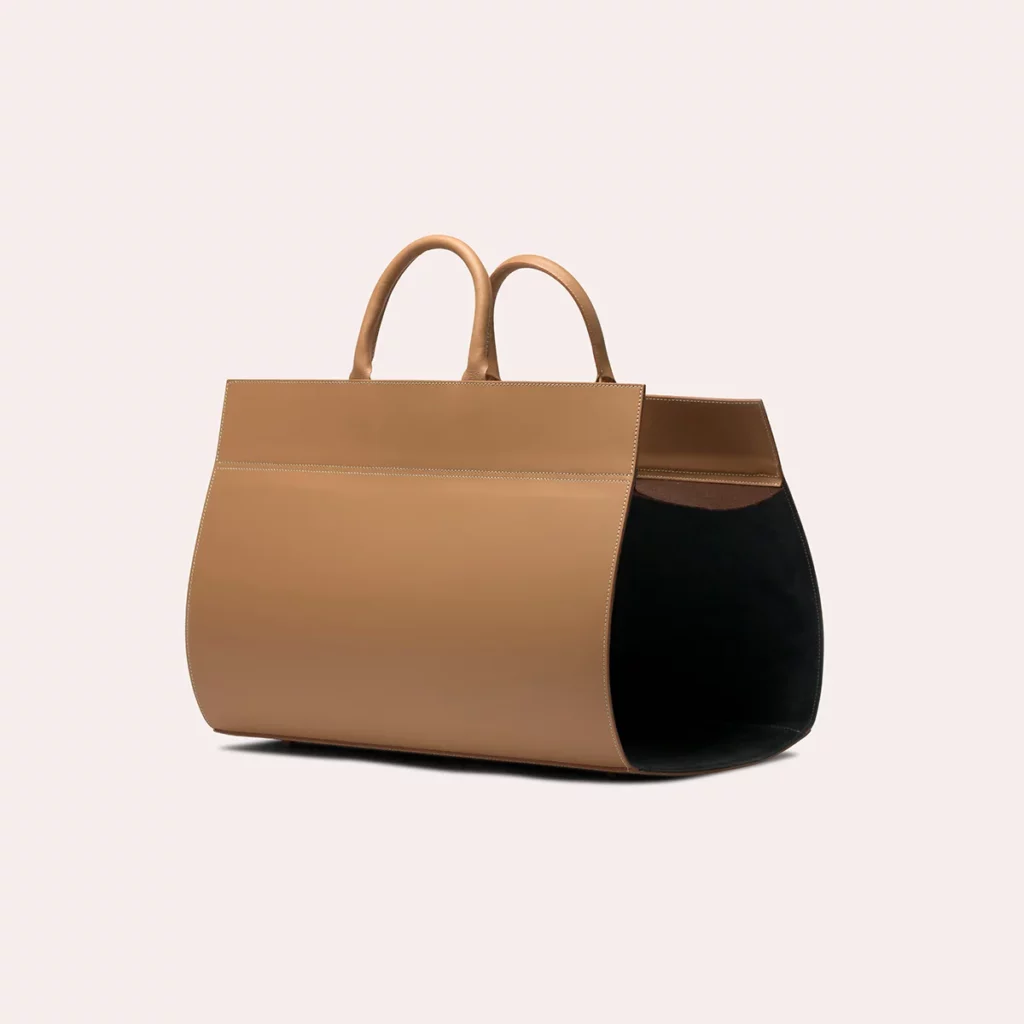 porte-buches en cuir design coloris camel de Midipy