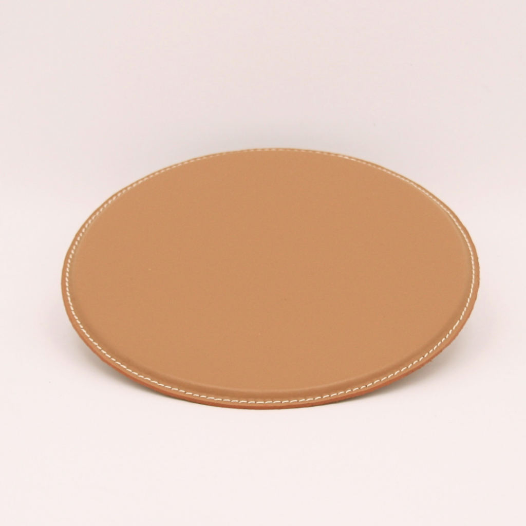 beige leather mouse pad