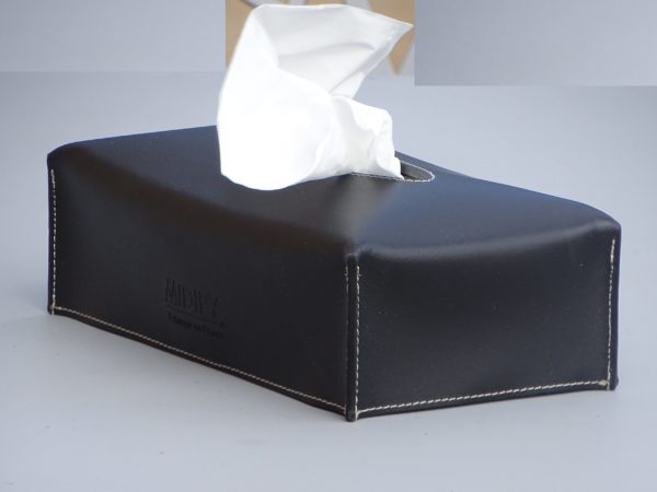 Boîte de mouchoir en cuir Pu, Distributeur de mouchoir carré, Noir