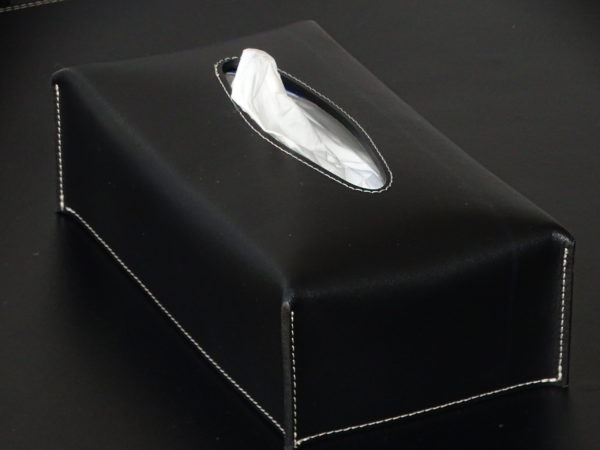 Boîte de mouchoir en cuir Pu, Distributeur de mouchoir carré, Noir