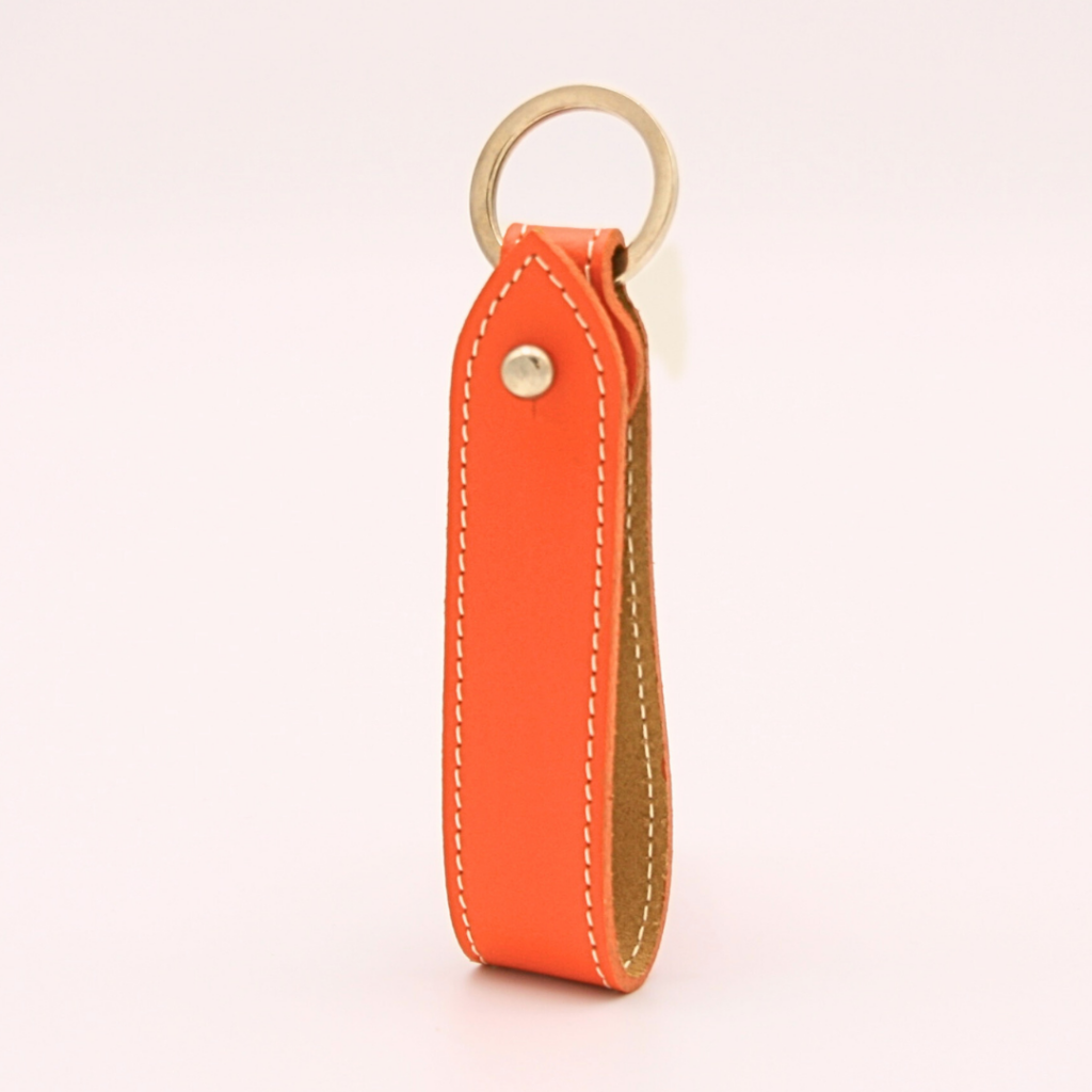 porte clés en cuir orange
