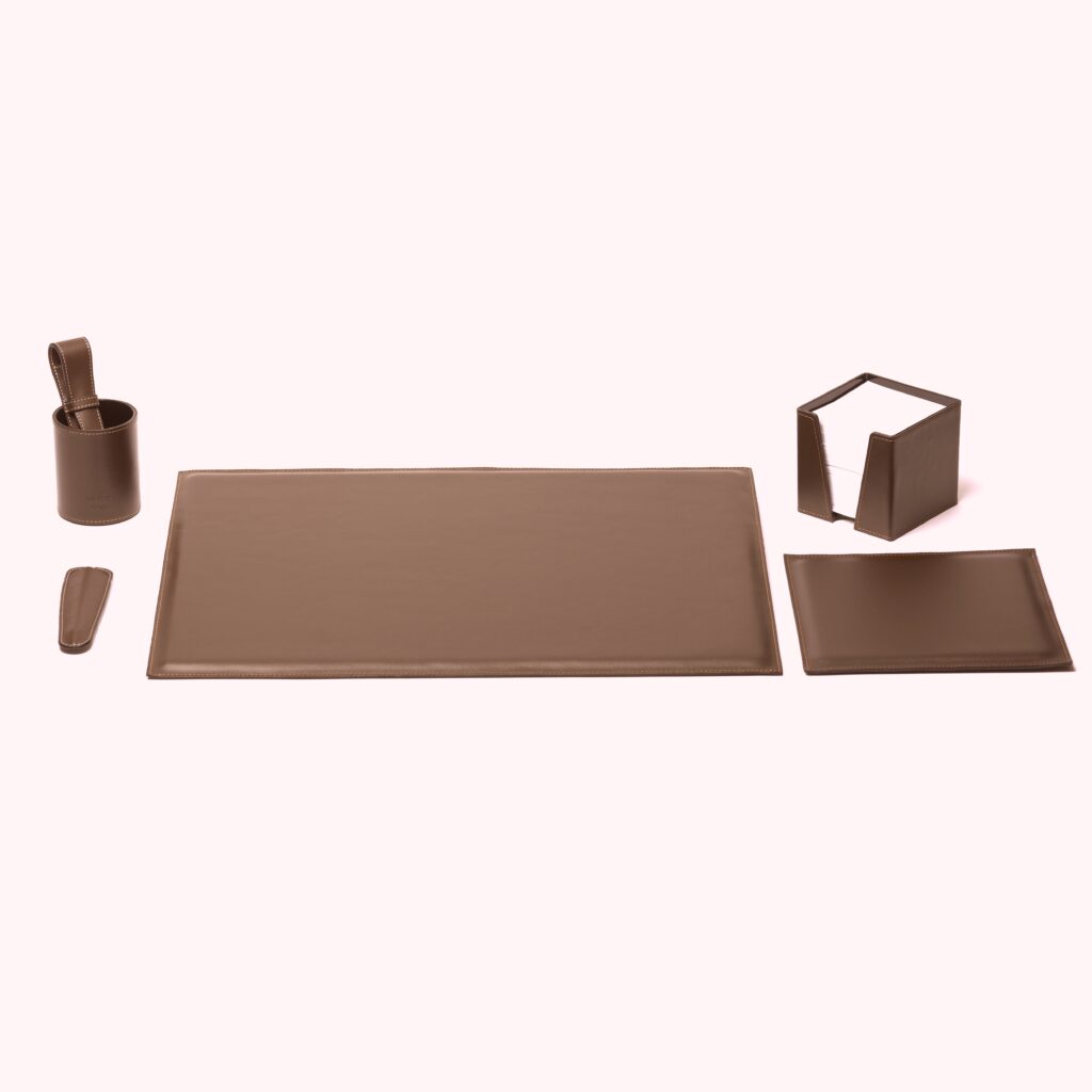 ensemble de bureau en cuir véritable couleur chocolat