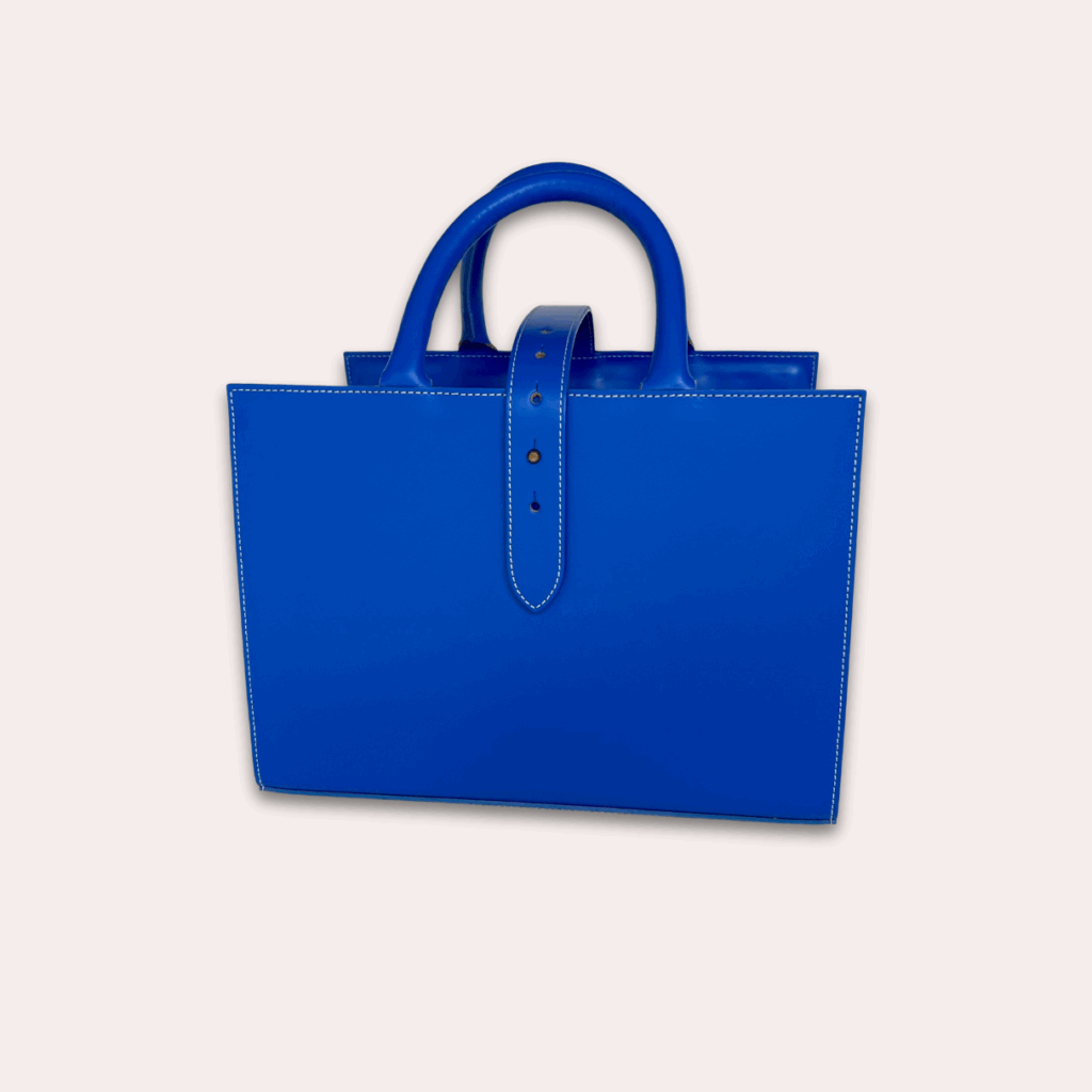Porte-revues en cuir bleu