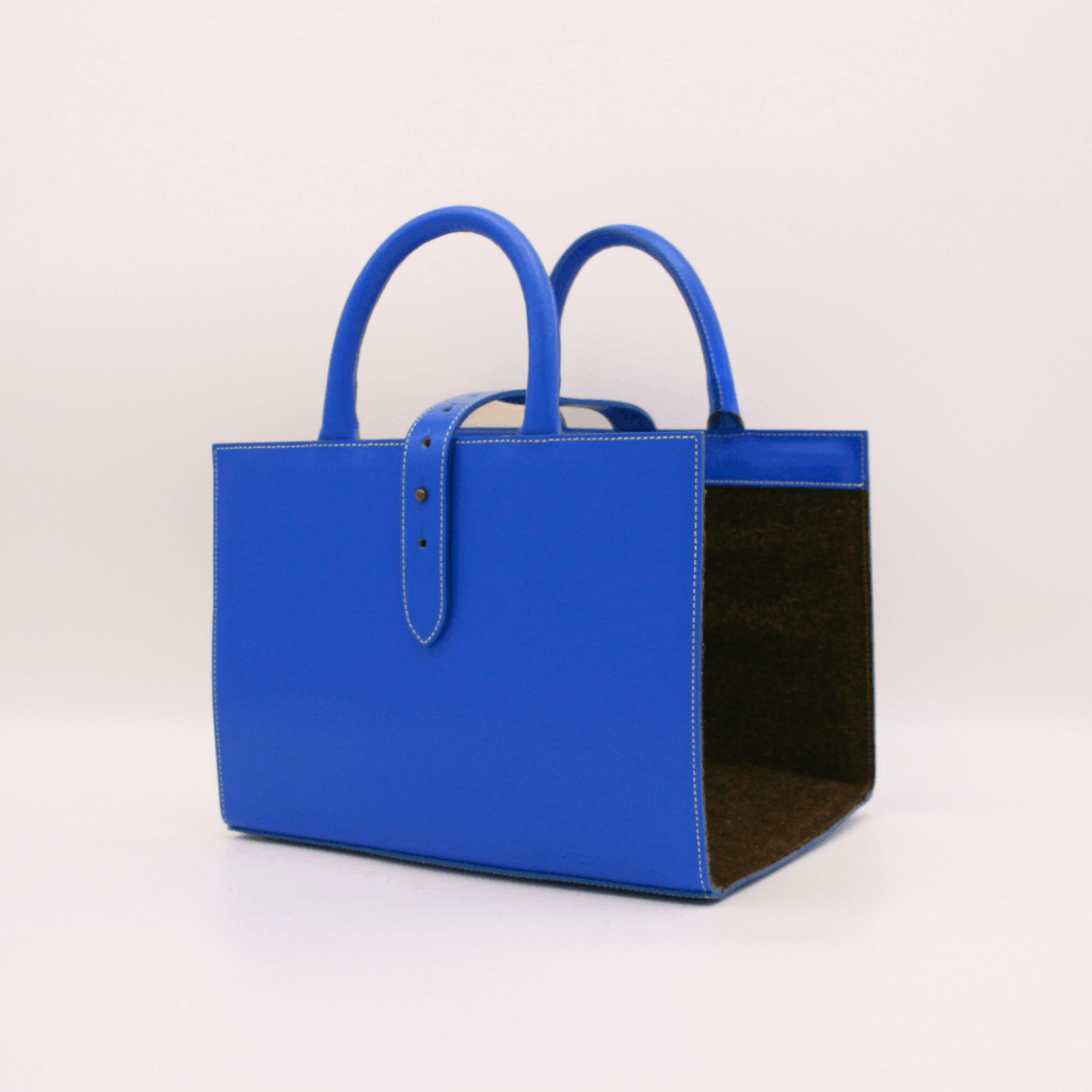 porte revues en cuir bleu