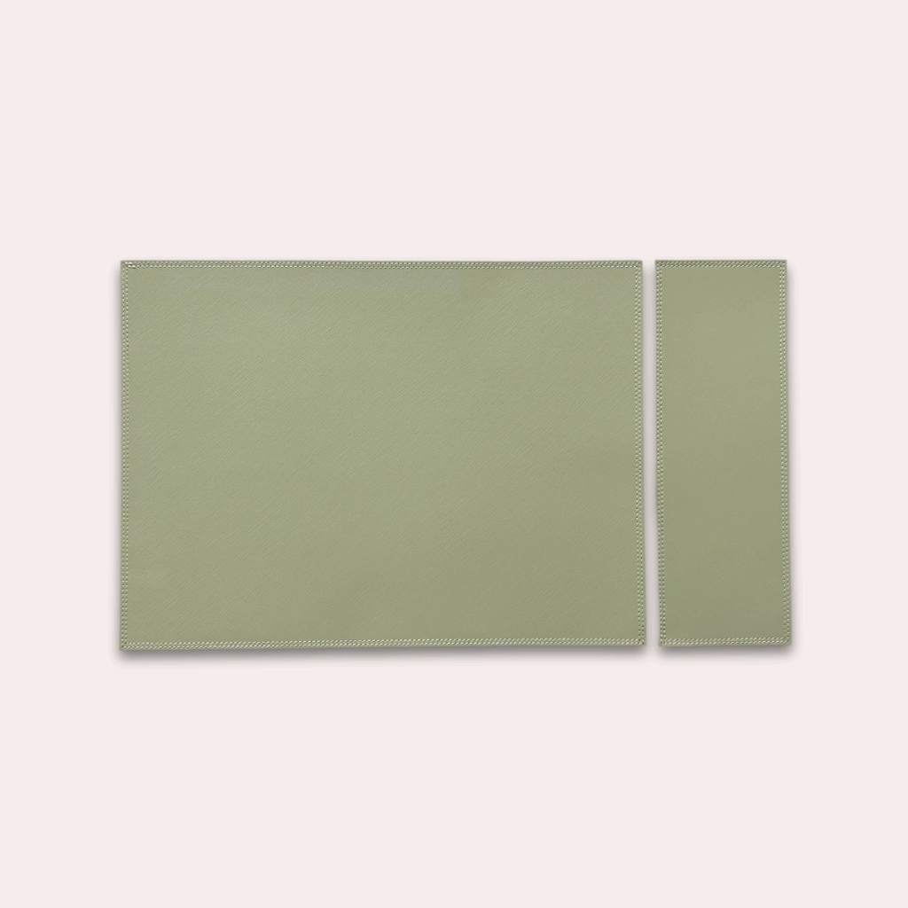 Set de table en cuir vert clair