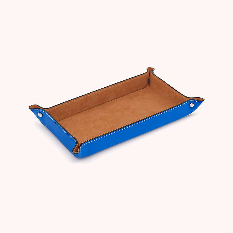 Vide poche en cuir bleu