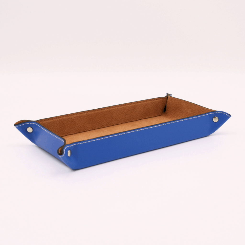 Vide poche en cuir bleu