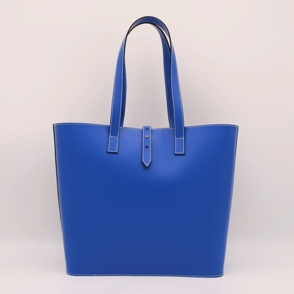 cabas en cuir bleu