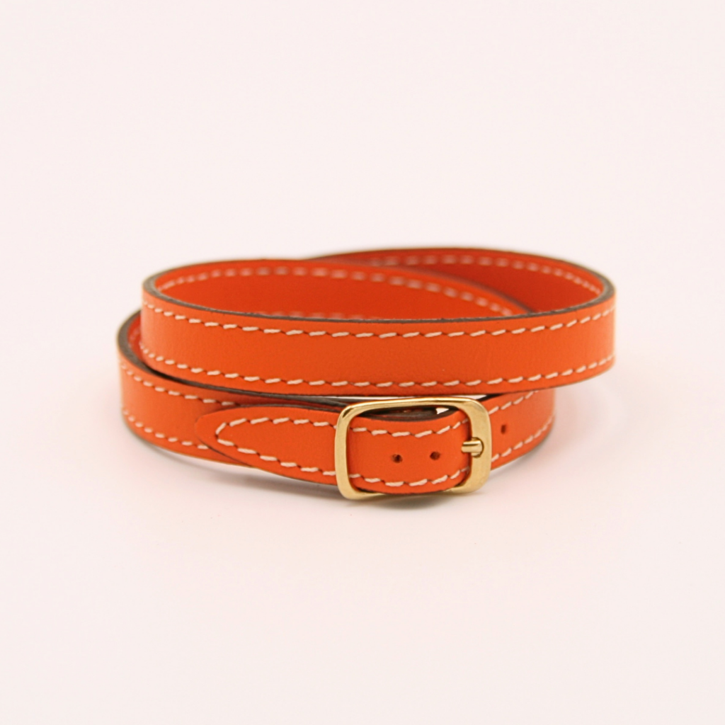 bracelet en cuir orange