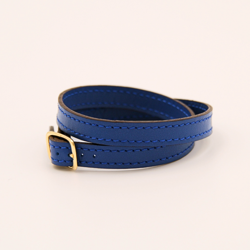 bracelet en cuir bleu