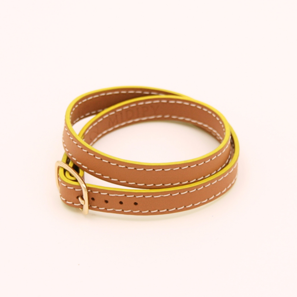 original lemon-yellow edge-dyed leather strap