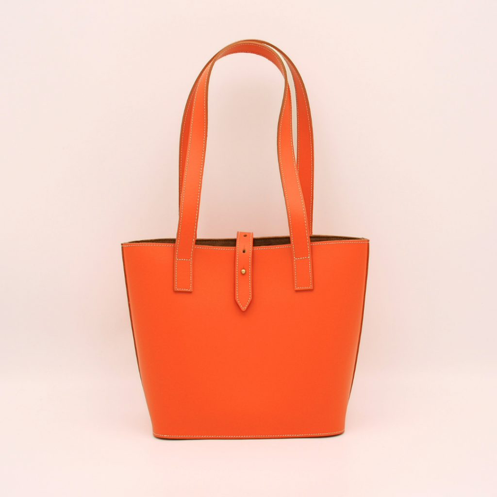 sac cabas cuir petit format coloris orange